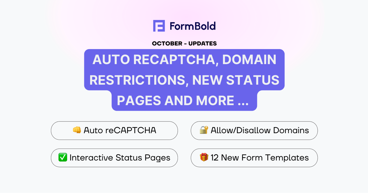 Auto reCAPTCHA, Domain Restrictions, New Status Pages and More