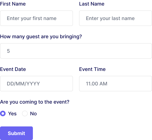 Fully Working RSVP HTML Form