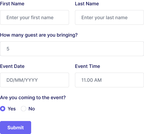 Fully Working RSVP HTML Form