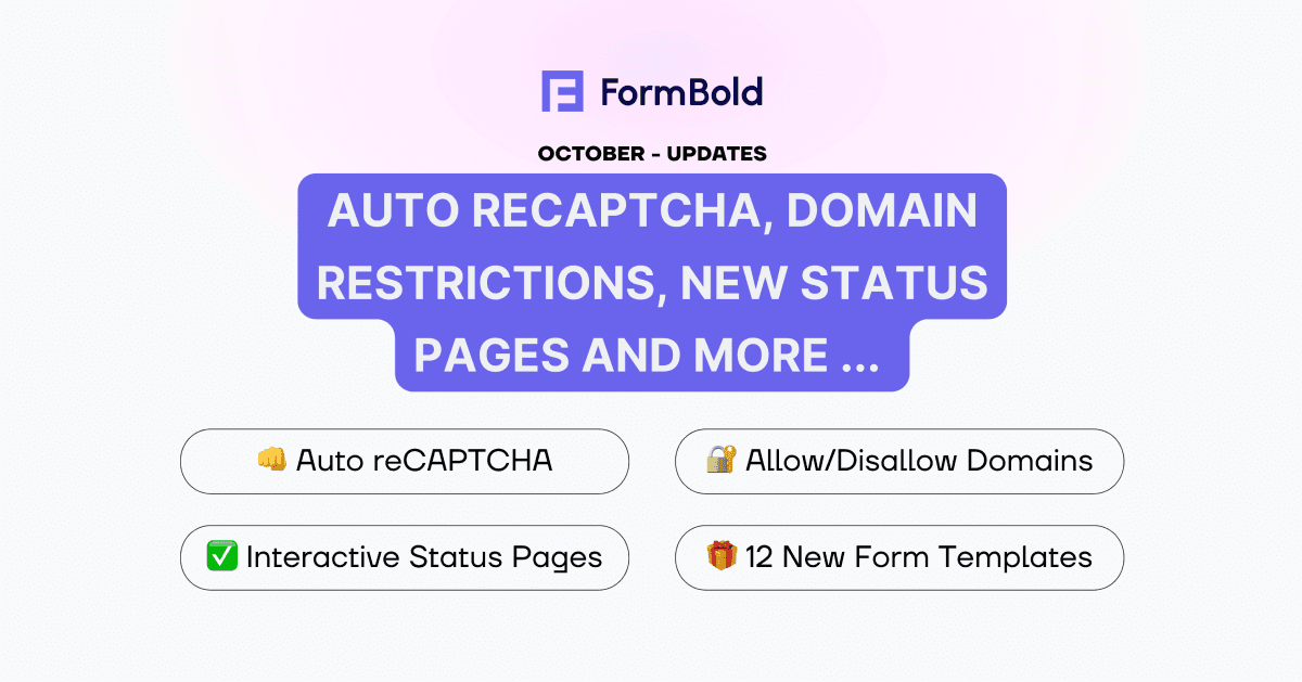 Auto reCAPTCHA, Domain Restrictions, New Status Pages and More