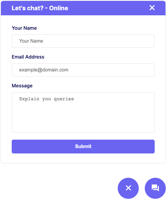 Fully Working Chat Box Chat Bubble HTML Form