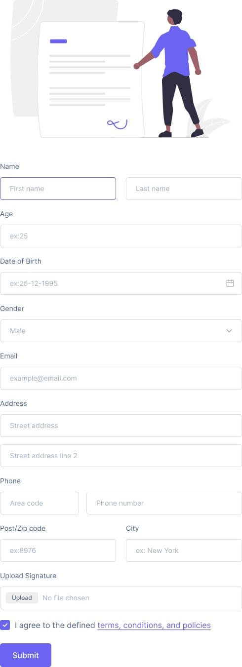Consent form for website