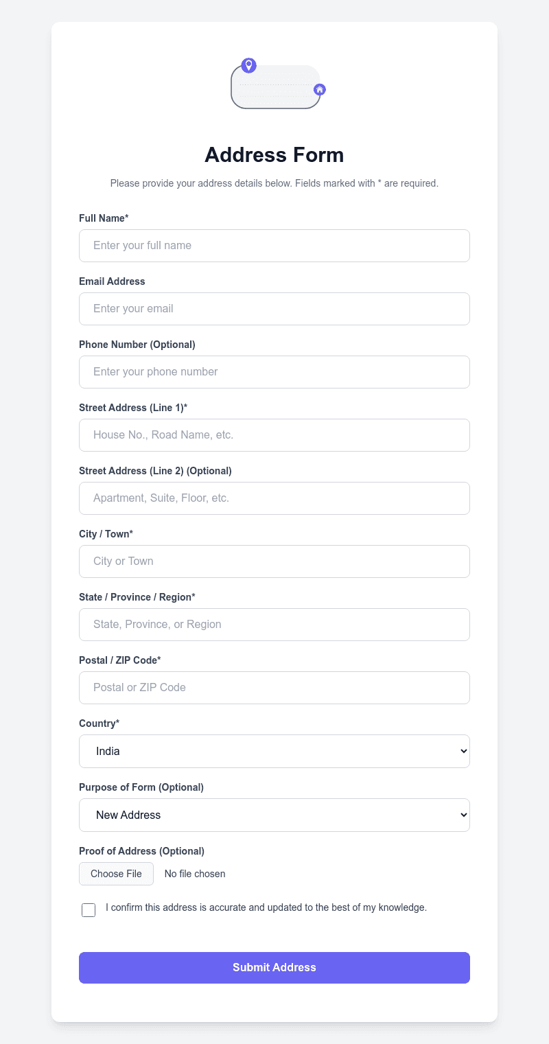 Address Form Template