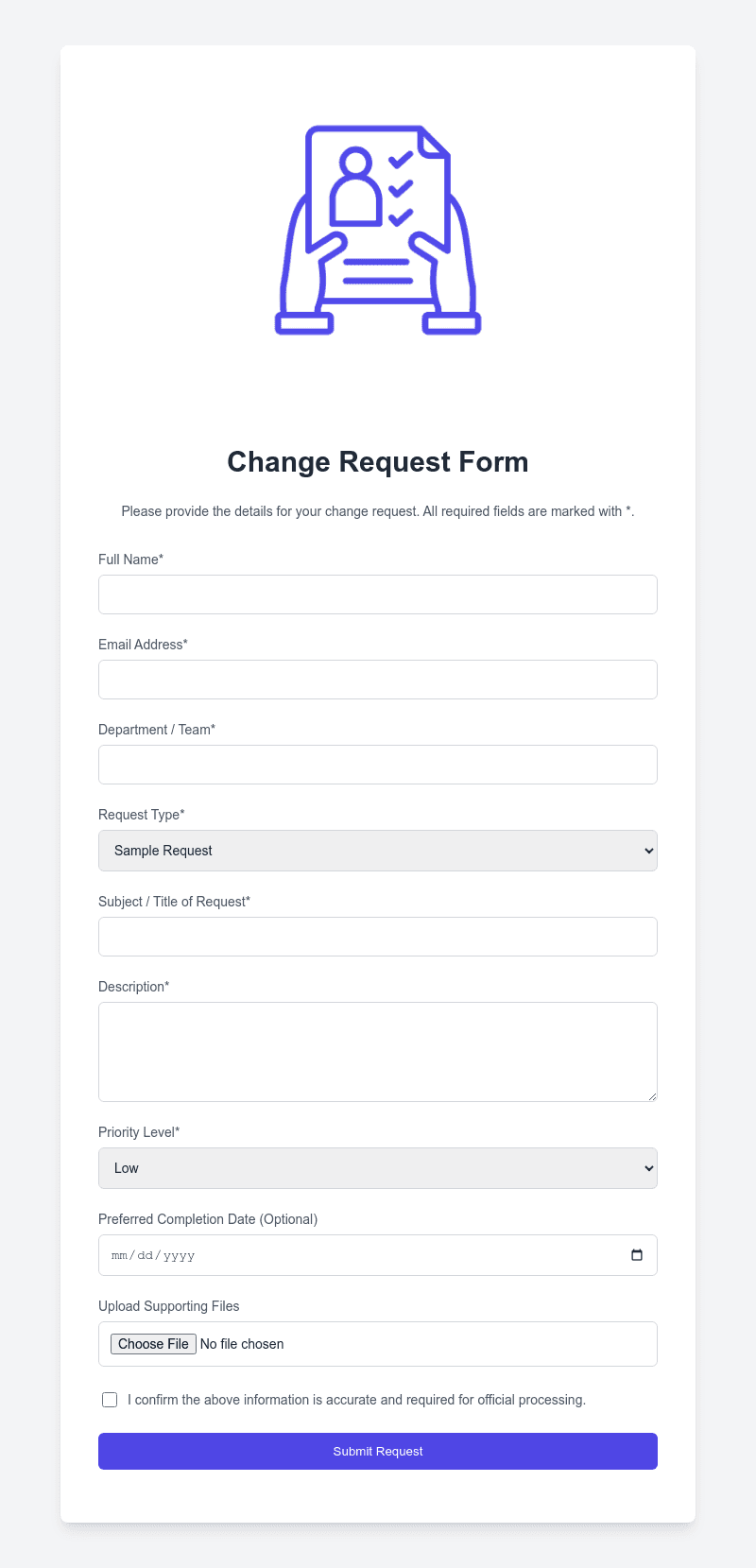 Change Request Form Template